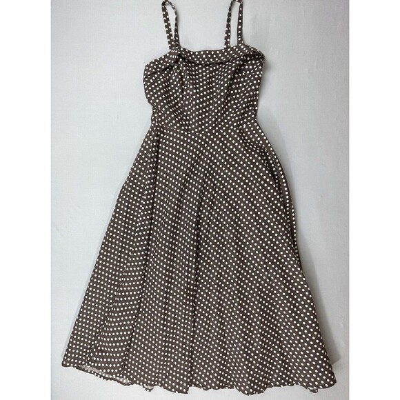 Stop Staring! Full Circle Sun Dress Women's SM Brown Polka Dot Swing Retro Vtg - Picture 12 of 14